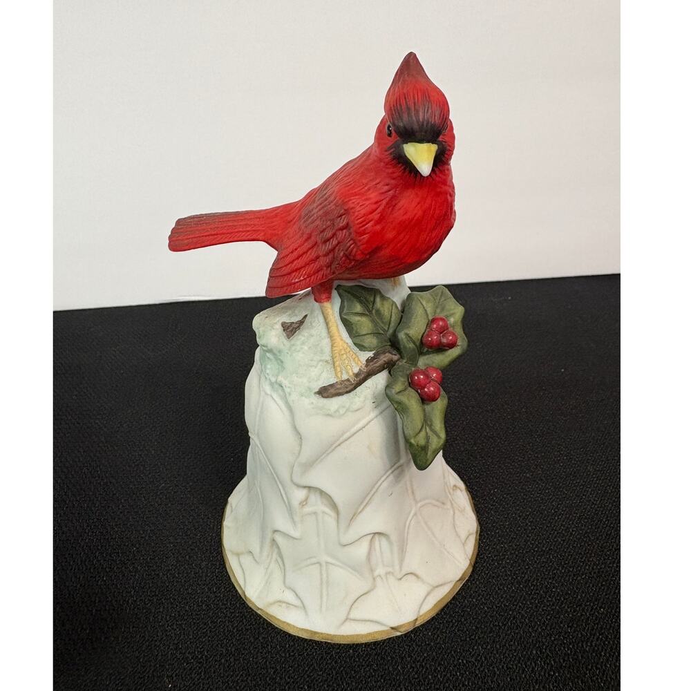 Vintage 2000 Avon Fine Collectibles Cardinal & Flower  Porcelain Bell